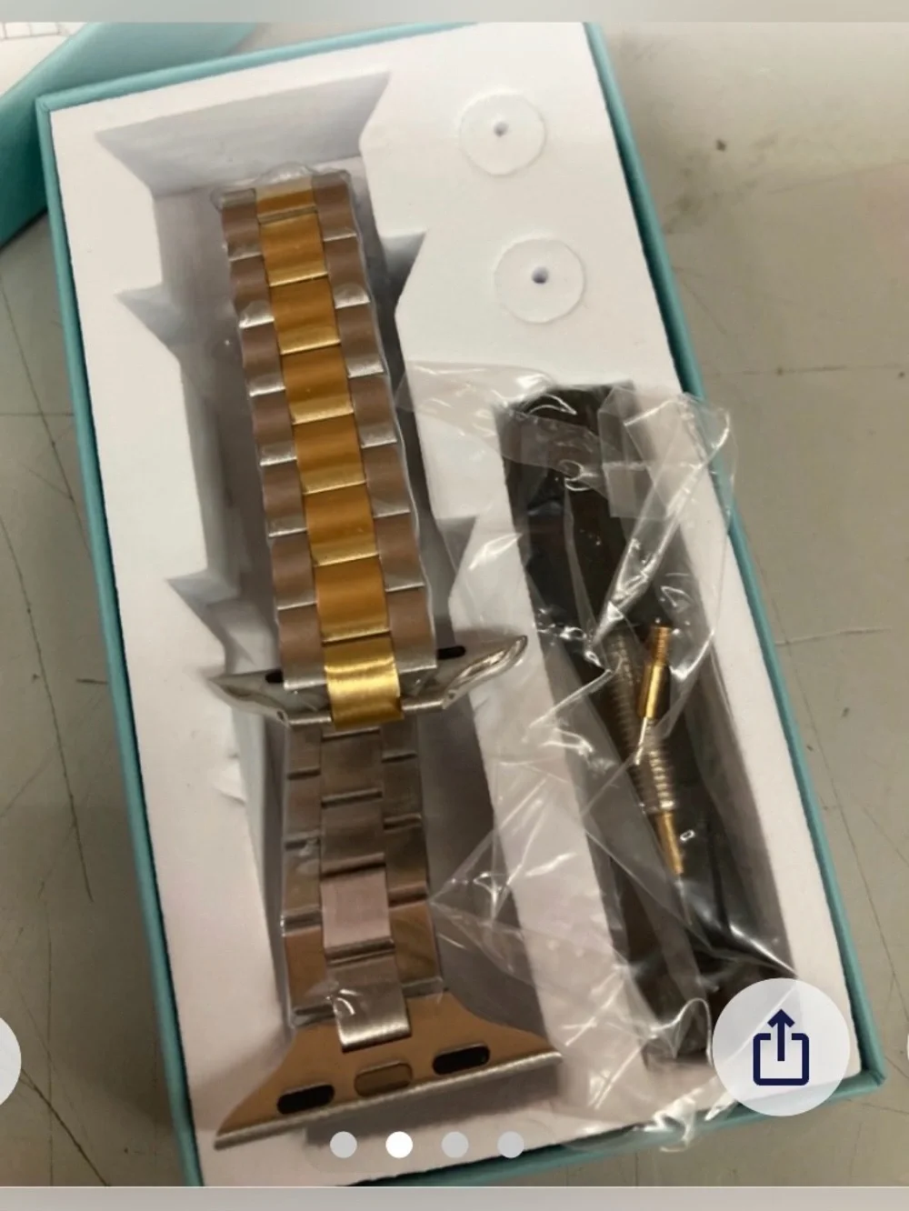 New Lenrao Compatible iWatch Band 38/40/41/42mm. Silver & Gold Stainless Steel.